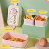 Geschirr Langlebige Studenten Niedliche Lunchbox Drei Farben Kinder Cartoon Kunststoff Tragbare Mikrowelle Heizung Bento