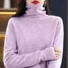 Women Sweters 100% wełna merynosowa sweter sweter jesienny ciepło Podstawowy solidny zwykły kolor 231219
