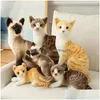 Muñecas 26/30/40 cm linda vida real gatos de peluche muñeca rellena gato tumbado juguetes para niños bebé niños regalo de cumpleaños decoración del hogar 220418 D Dhysy