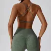 Yoga-Outfit für Damen, Stretch, Kompression, weich, Sprungkontrolle, unterstützender Twist-BH, Sommer, Outdoor, Berglauf, Sport