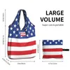 쇼핑 가방 커스텀 미국 미국 국기 가방 여성 휴대용 대용량 식료