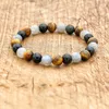 Charm Armband 8mm Tiger Eye Black Obsidian Labradorite Stone Armband Handgjorda pärlsträngade Strand Women Men smycken