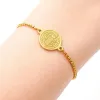 Pulsera de San Benito de oro amarillo de 14 quilates, Pulsera de cruz de San Benito para mujeres y hombres, joyería religiosa de San Benito