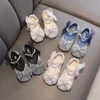 Platte schoenen Peutermeisje Prinses Schoenen Pailletten Kant Strik 21-36 Kinderen Mary Janes Drie kleuren Luxe Trendy Feest Kinderschoenen Platte schoenen 231219