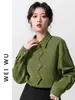 Damesblouses XEJ Groene Tuniekblouse Dames 2023 Luxe Designer Mode Elegante Herfst Lente Kleding Dames Korea