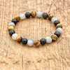 Charm Armband 8mm Tiger Eye Black Obsidian Labradorite Stone Armband Handgjorda pärlsträngade Strand Women Men smycken