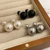 Orecchini con perno a forma di fascino autunnale a doppia faccia Orecchini con sfera di perle grandi per le donne Dichiarazione Elegante gioielli per banchetti per feste da donna 231219