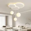 Lampes suspendues Fer Art Lampe blanche Cuisine Salle à manger LED Lumières avec télécommande