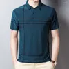 Herenpolo's Smart Casual Heren Gestreepte Geruite Gladde Poloshirts Zomer Basic Mannelijke Kleding Streetwear Mode Zakelijk Korte Mouw Tops