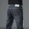Мужские джинсы 2024, весна-осень, мужские молодежные ретро-простые узкие брюки-карандаш, эластичные прямые хлопковые удобные джинсовые брюки 231218