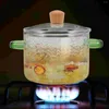 Bowls Pots For Induction Cookers Korean Noodles Glass Pan Transparent Ramen Sauce With Cover Kitchen Cookware Binaural