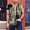 Men's T Shirts Retro Street T-shirt Personalized Mosaic Printed Low-key Luxury Connotation