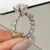 Bijoux de mode vintage uniques véritable argent sterling 925 topaze blanche CZ diamant pierres précieuses fête promesse femmes bague de mariée de mariage G292v