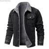 Chaquetas para hombre Chaqueta de invierno Solapa Pelo de cordero Denim engrosado Alta calidad Casual Apretado Algodón cálido acolchado abajo 231218