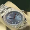 Top quality Platinum DAY-DATE 228345 Blue Dial Automatic Mechanical Mens Watch Stainless steel Men's Casual Wat250o