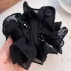 Hårklämmor stora chiffongkloklipp Bow Vintage Fluffy Size Black Fabric Ribbon Flower Jaw Clamp Accessories för M0F4