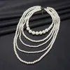 Boîtes à bijoux Vintage Imitation perle collier ras du cou Art déco clapet accessoires pour femmes blanc multi couche colliers 231219