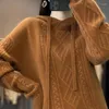 Suéter feminino estilo cashmere lã feminino gola com capuz suéter solto de manga comprida pulôver de malha feminino outono/inverno