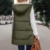 Gilets pour femmes Femmes 2023 Automne Veste polaire sans manches Gilet réversible Zip Up Sweat à capuche Poches Long Manteau d'hiver chaud Vêtements de dessus pour femmes