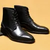 Retro Western 459 Classic Ankle Calfskin Handgemaakte motorfiets Leather Sole High Top Lace Up Winter Boots 231219