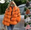 Women's Fur LINXIQIN 2024 Winter Fashion Women Faux Coat Female Orange Elegant Fluffy Thick Warm Artificial Jacket Outerwear