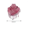 Eşarplar Colorblock Houndstooth Arap Keffiyeeh Shemagh Eşarp Tasselleri Hafif Boyun Isıtıcı Kapak Çöl Şal Headwrap