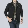 Herrjackor Autumn/Winter Jacket Winter Mid Length Multi Pocket Casual Coat Standing Collar Large