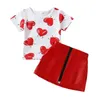 Ensembles de vêtements Focusnorm 0-4y Valentin Jours de filles Toddler Girls 2pcs Couvre à manches courtes Tops Pu en cuir à glissière Jupe