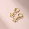 Kolczyki Dangle Shining U Flower for Women CZ klejnoty 24K Gold Kolor Fashion Biżuter