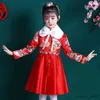 Girl's Dresses New children's red Hanfu dress women's velvet padded winter dress baby dress Spring Festival New Year service