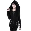 Damen Hoodies Sweatshirts XUANSHOW Frauen Gothic Punk Iron Ring Herbst Winter Langarm Zipup Schwarze Jacke Reißverschluss Damen Mantel 231218