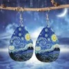 Dangle Kronleuchter 1Pair Bohemian Fashion Pu Leder Drop Ohrringe Star Print Männer und Frauen alltäglicher Kleidung Ohr Juwely kreative Persönlichkeit Geschenkl231219