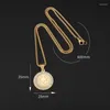 Pendant Necklaces Catholic St. Benedict Disc Inlaid Zircon Necklace Men Women Classic Religious Amulet Jewelry Gift