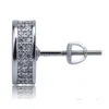 Stud 925 Sterling Sier Iced Out CZ Premium Diamond Cluster Zirconia Round Screw Back örhängen för män Hip Hop Jewelry318H Drop Deliv Dhep9