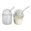 Wine Glasses Glass Cups With Lids And Straws Heat Resistant Clear Straw Cup Drinking