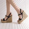 Sandalen Gebreide Dames Zomer Schoenen 2023 Platform Sleehakken Gladiator Slippers Casual Beach Party Vrouwelijke Grote Maat