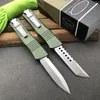 Green Micro Tech Cerberus OTF Auto Knife 3.779 "D2 stålblad, aluminiumlegeringshandtag, camping utomhus taktiska knivar EDC Pocket Knifes UT85 BM 3300 3400 4600