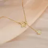 Pendant Necklaces Women Fashion Necklace Korean Version Of Simple Zircon Five-pointed Star Cold Air Tassel Clavicle Chain Jewelry