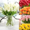 Fleurs décoratives PU fausses tulipes artificielles en soie Flores Artificiales Bouquets floraux décoration de maison de fête de mariage