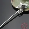 Hårklipp amxiu handgjorda hårkläder fjäril Peony Flower Sticks 925 Sterling Silver Hairpins Vintage Antique