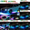 Nya dekorativa lampor 4Style 12V Flowing Color RGB LED -remsa under bil 60 cm 90*120 cm Tube Underglow Underbody System Neon Light Bluetooth App Control