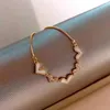Link chain zircons pulseira ajustável para mulheres cativar barra slider brilhante cz cor de ouro amoroso coração jóias pulseir187m