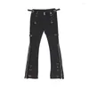 Jeans pour femmes 2023 Dark Streetwear Cheville Zipper Noir Slim Y2K Flare Pantalon pour femmes Goth Vêtements Robe Lady Hip Hop Pantalon Ropa Mujer