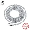 ORSA JEWELS Corrente de corda com corte de diamante colares reais 925 prata 1 2mm 1 5mm 1 7mm corrente de pescoço para mulheres homens joias presente osc29345e