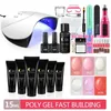 Kits de extensão gel conjunto de unhas com máquina de manicure esmalte para kit uv lâmpada led secador kit de ferramentas de arte