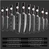 Kitchen Knives Knife Set 10 Pieces Chef Professional Japanese 7Cr17 Stainless Steel Laser Damascus Sharp Santoku Blue Resin Handl Drop Dh7Hn