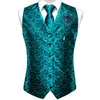 Gilet da uomo Seta di lusso Oro Nero Paisley Gilet Cravatta Hanky Gemelli Spilla Set per uomo Business Party Designer Hi-Tie