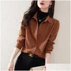 Womens Blouses Shirts Korean Style Casual Turn-Down Collar Fall Winter Girly Long Sleeve Loose Fit Versatile Cropped Blouse Qy297 Drop Dhwim