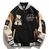 Jaquetas masculinas High Street Baseball Jacket Homens Harajuku Bordado Carta Patchwork Varsity Unisex Vintage Manga De Couro College Coat