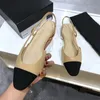 Lüks Slingbacks Sandal Tasarımcı Bale Daireler Bayanlar Partisi Gelinlik Ayakkabıları Tıknaz Topuklar Fransız Düz Bowknot Yuvarlak Kafa Baş Lady Resmi Elbise Ayakkabı